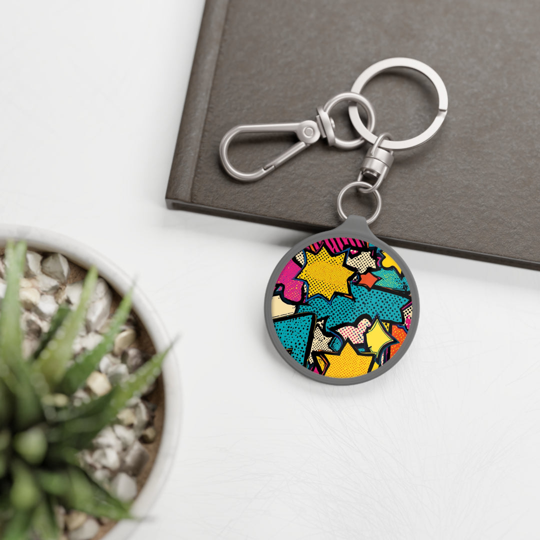 Pop Art Comic Keyring Tag – Custom Acrylic Bag & Key Accessory, Retro Chic