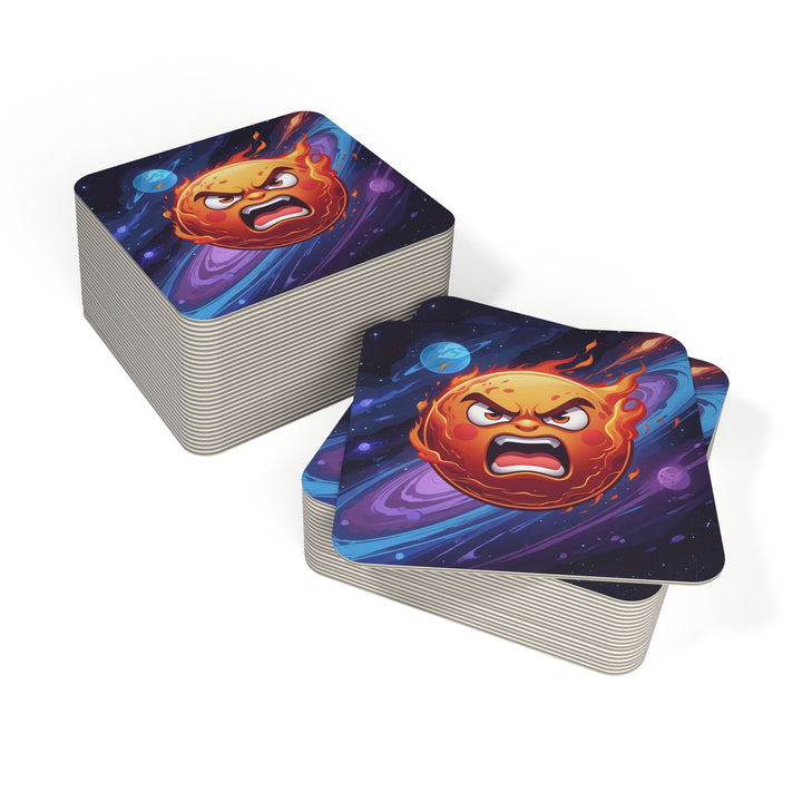 Angry Sun Cosmic Square Coasters 50/100pk – Bold, Fun & Modern Table Saver