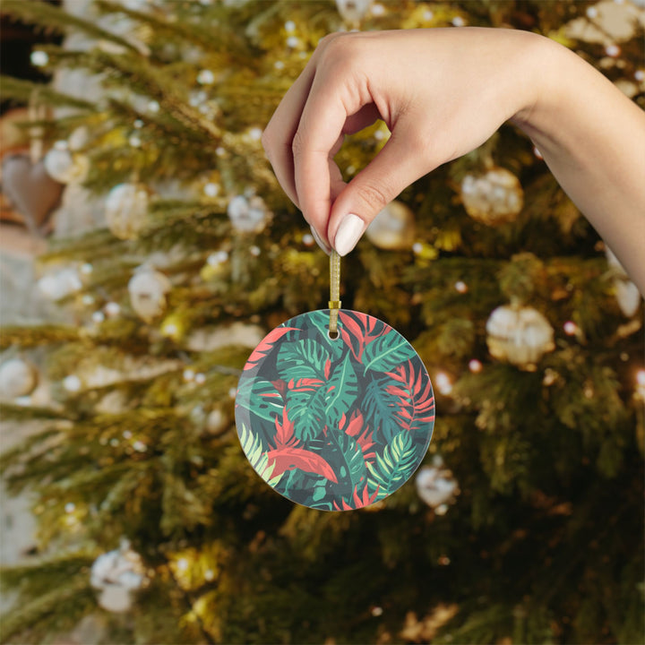 Handcrafted Glass Ornament – Custom Tropical Leaf Art, Personalized Decor