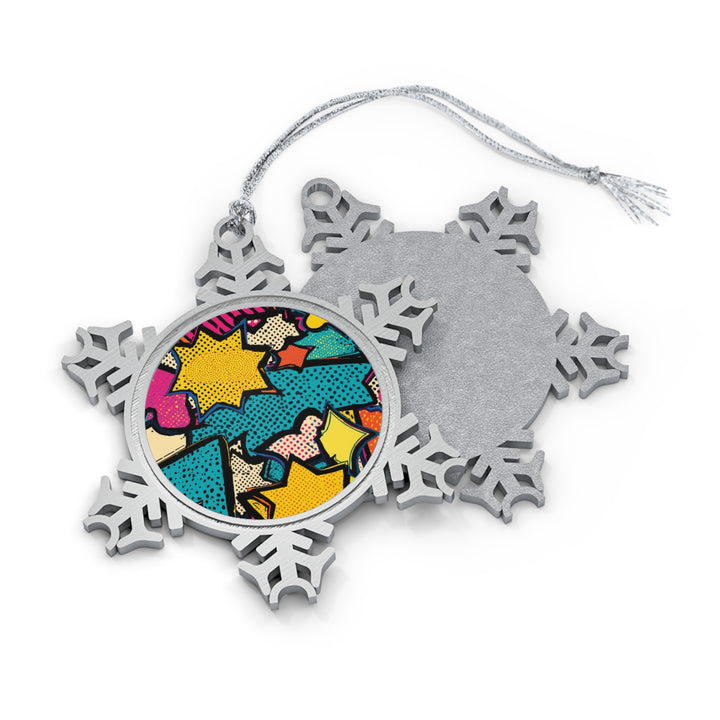 Custom Comic Pop Art Pewter Snowflake Ornament – Vibrant, Handcrafted Gift