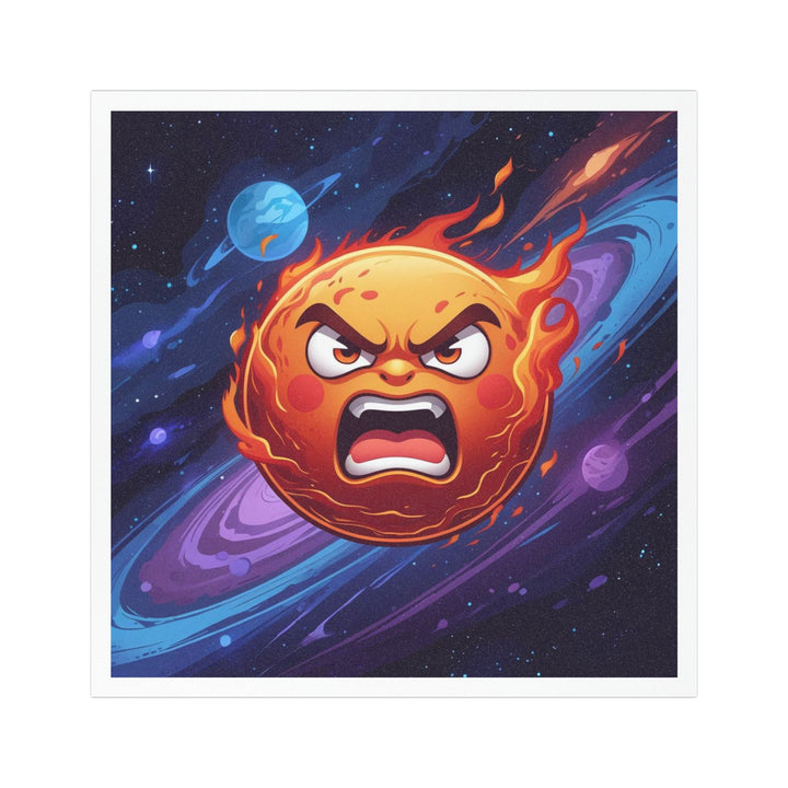 Custom Car Magnet – Fiery Cartoon Sun, Cosmic Vibes, Bold Space Design