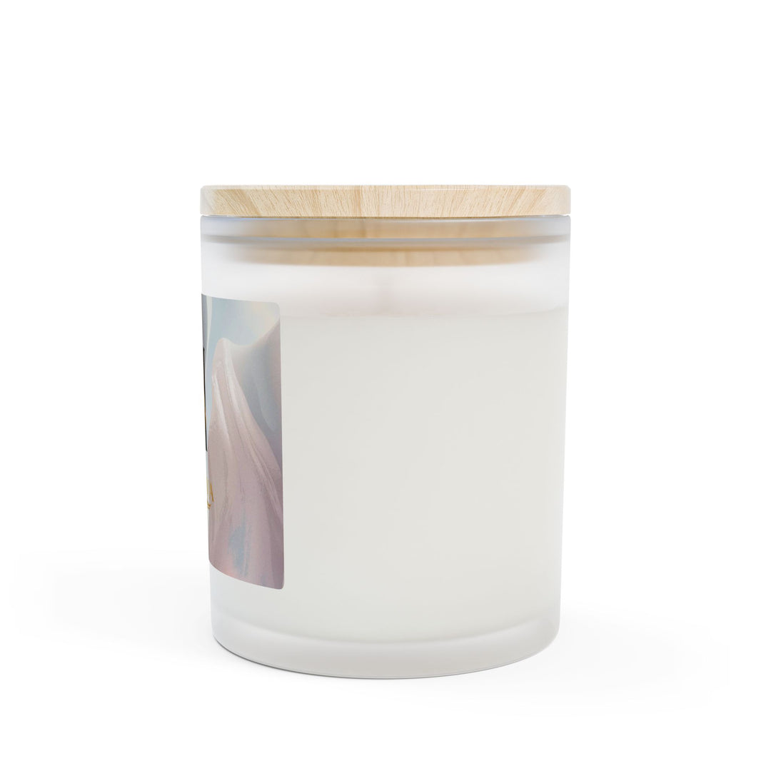 Frosted Glass Candle 11oz – Chic Minimal Pastel, Wooden Wick, 9 Scents