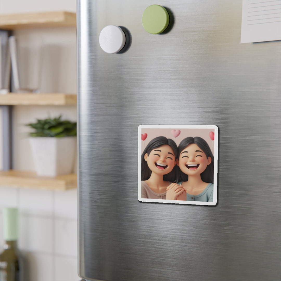 Custom Die-Cut Magnet – 3D Cartoon Besties, Cute Friendship Decor Gift