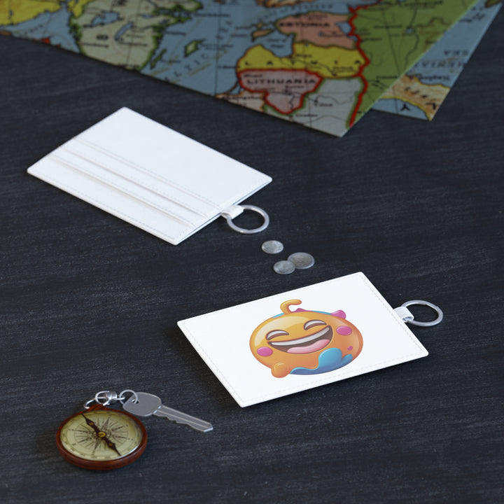 Personalized Saffiano Leather Card Holder – Fun Emoji Design, Slim & Stylish