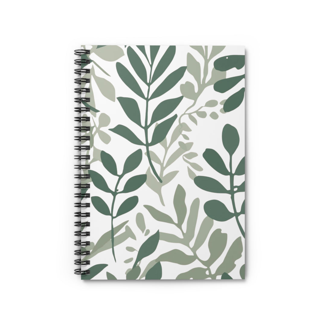 Modern Botanical Spiral Notebook – Ruled Line, Stylish Leafy Design, 6x8