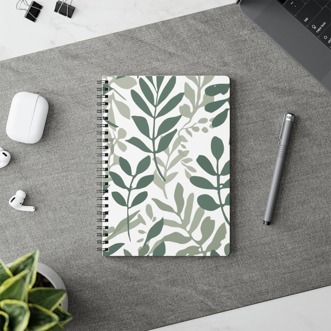 Wirobound A5 Softcover Notebook – Modern Botanical, Minimalist Stylish Binder