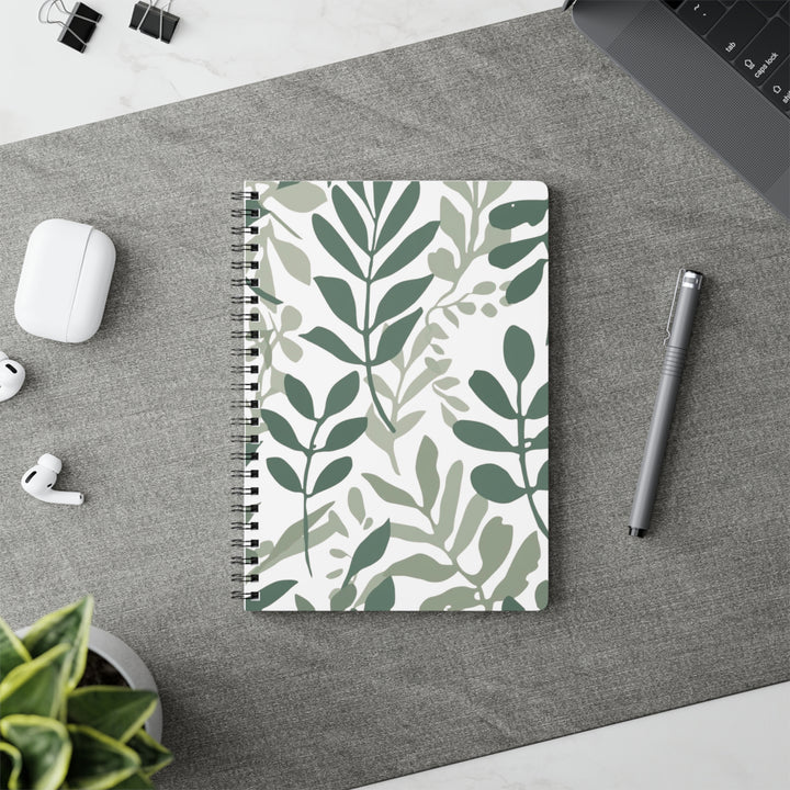 Wirobound A5 Softcover Notebook – Modern Botanical, Minimalist Stylish Binder