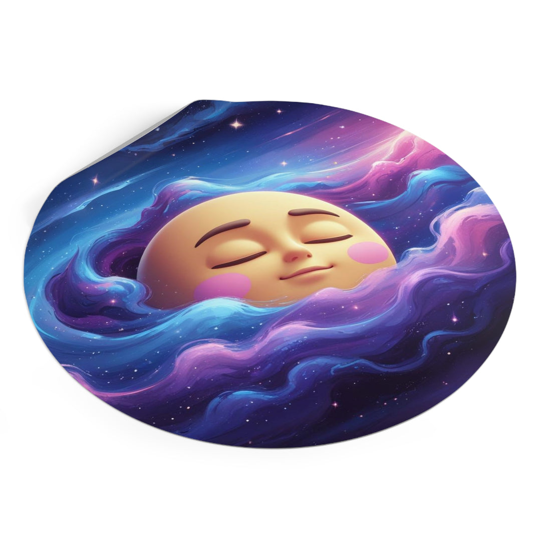 Custom Round Vinyl Sticker – Dreamy Galaxy Moon | Waterproof & Trendy