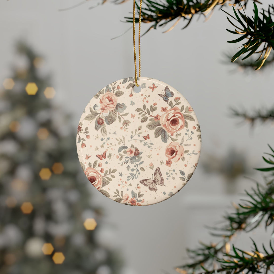 Personalized Ceramic Ornaments – Vintage Floral, Custom Keepsake Gift (1-20pcs)