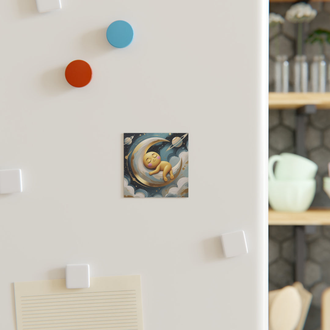 Personalized Square Magnet – Baby Moon & Stars | Cute Custom Nursery Decor