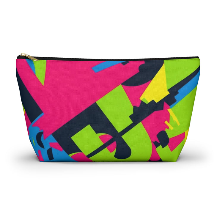 Chic Neon Geometric T-Bottom Accessory Pouch – Bold Modern Organizer