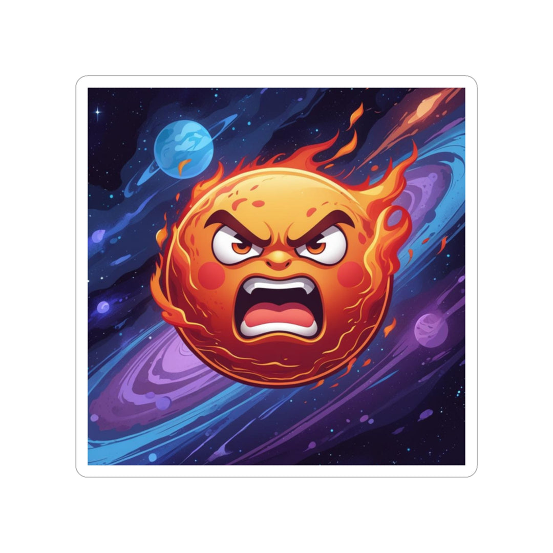 Fiery Cosmic Sun Transparent Outdoor Sticker – Die-Cut, Waterproof, 1pc