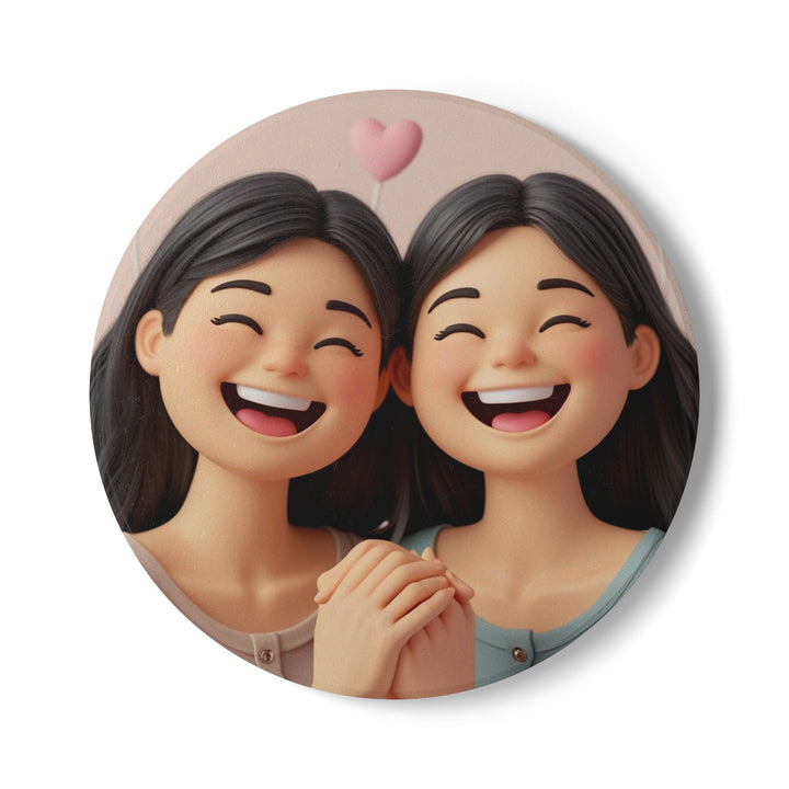 Chic 3D Cartoon Ceramic Coasters – Smiling Girls, Cute & Stylish Decor