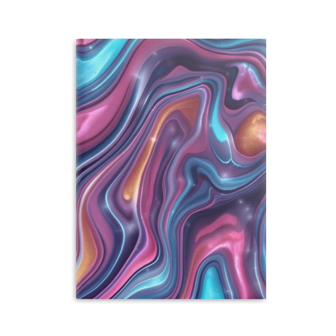 Hardcover Puffy Notebook – Luxe Iridescent Marble Swirl, Customizable, A4/A5/B5