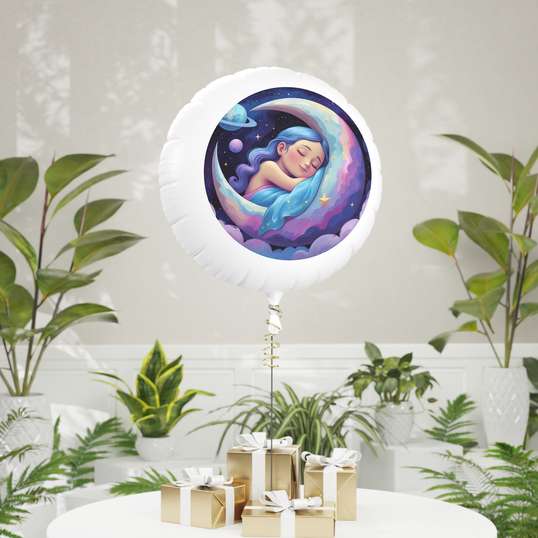 Dreamy Moon Girl Mylar Helium Balloon – Customizable, Calming Celestial Decor