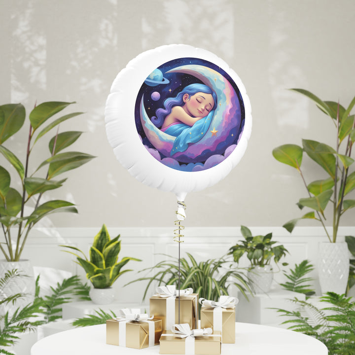 Dreamy Moon Girl Mylar Helium Balloon – Customizable, Calming Celestial Decor