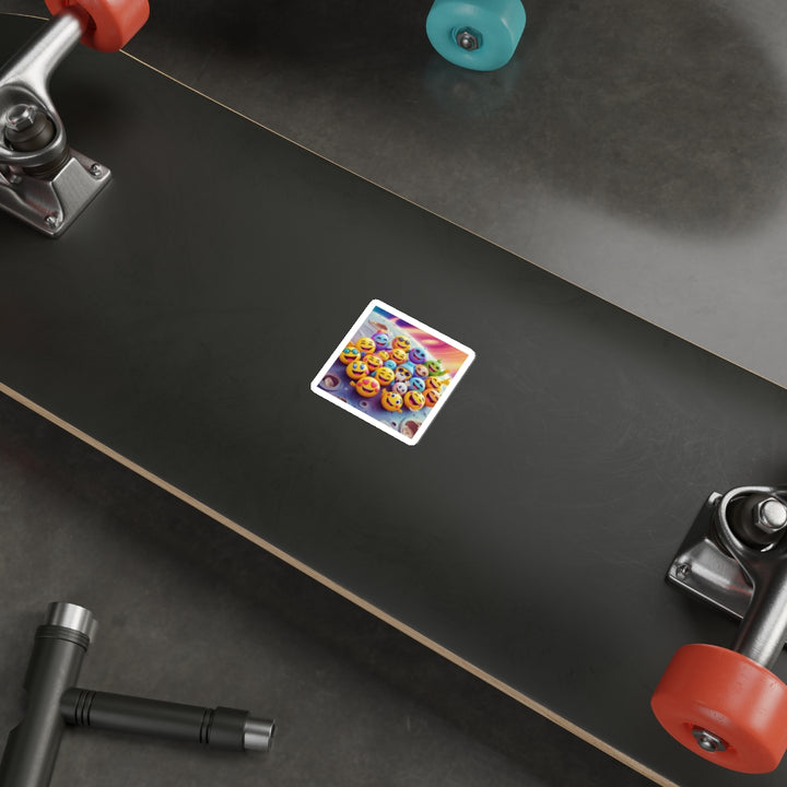 Custom Die-Cut Stickers – Playful Emoji Cosmic Vibes, Waterproof & Trendy