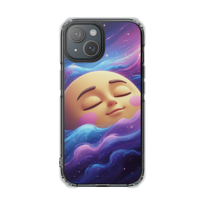 MagSafe Magnetic Clear Impact Case – Dreamy Galaxy Moon Design for iPhone