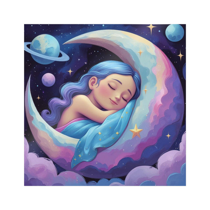 Celestial Girl Moon Dream Die-Cut DTF Sticker – Whimsical Night Art