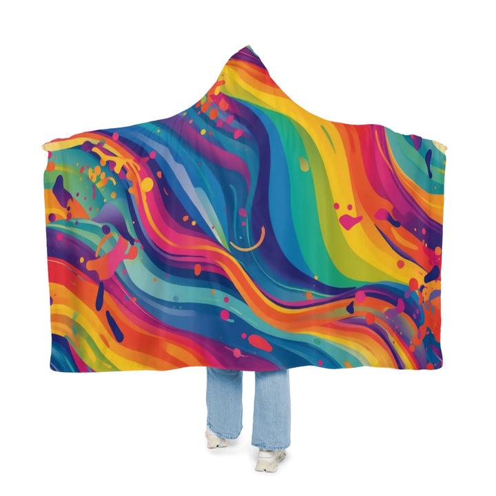 Snuggle Hooded Blanket – Ultra-Soft, Artistic Rainbow Abstract Design