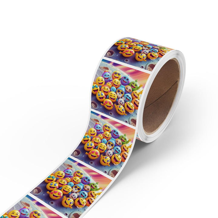 Fun Emoji Cosmic Square Sticker Label Rolls – Durable, Custom, Trendy Labels