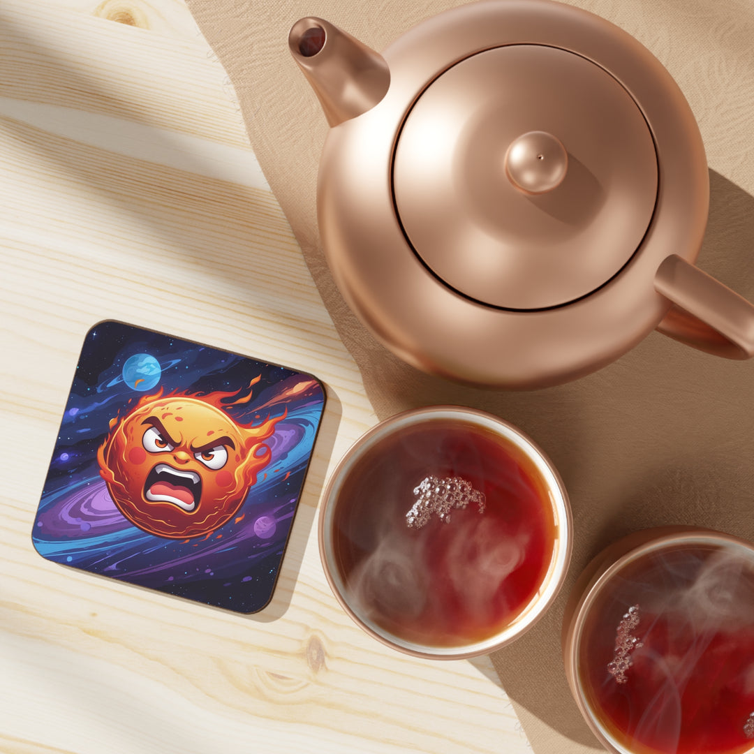 Fiery Cosmic Sun Hardboard Coaster – Vibrant, Durable, Trendy Table Saver