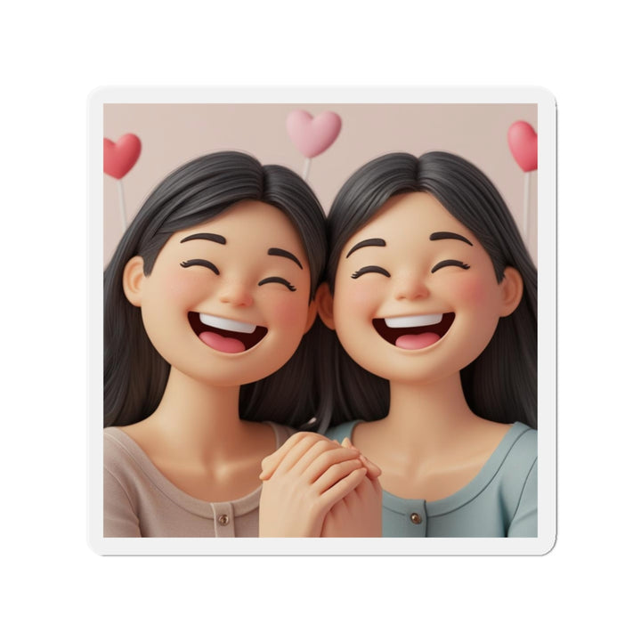 Custom Die-Cut Magnet – 3D Cartoon Besties, Cute Friendship Decor Gift