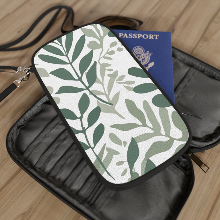 Vegan Leather RFID Passport Wallet – Botanical Leaf Print, Stylish Organizer