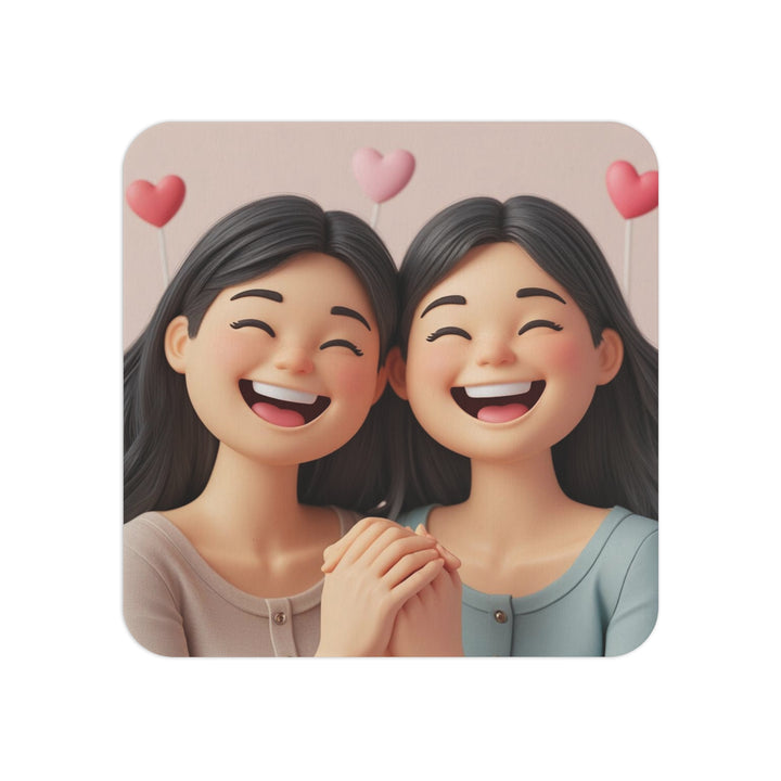 50/100x Premium Square Coasters – Cute Cartoon Girls, Party & Event Ready