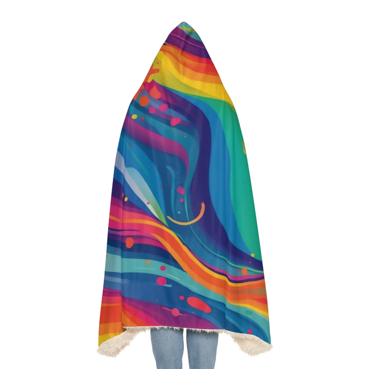 Snuggle Hooded Blanket – Ultra-Soft, Artistic Rainbow Abstract Design