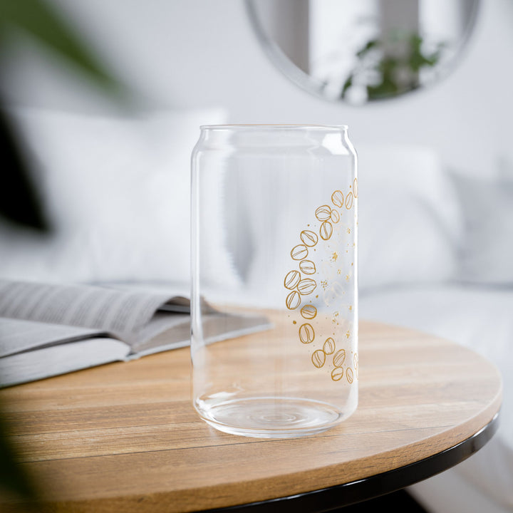 16oz Coffee Lovers Sipper Glass – Modern Café Vibes, Bamboo Lid & Straw