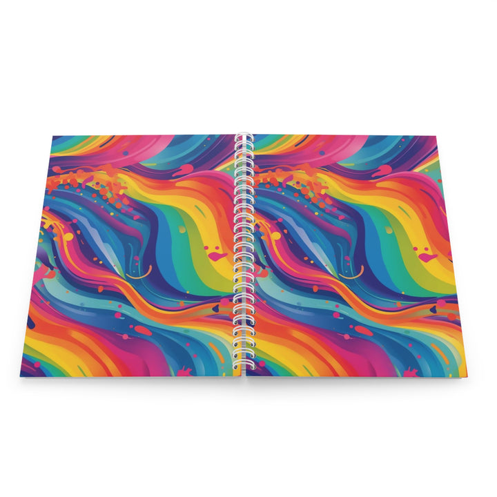 Customizable Spiral Notebook – Artistic Rainbow Waves, Trendy & Unique