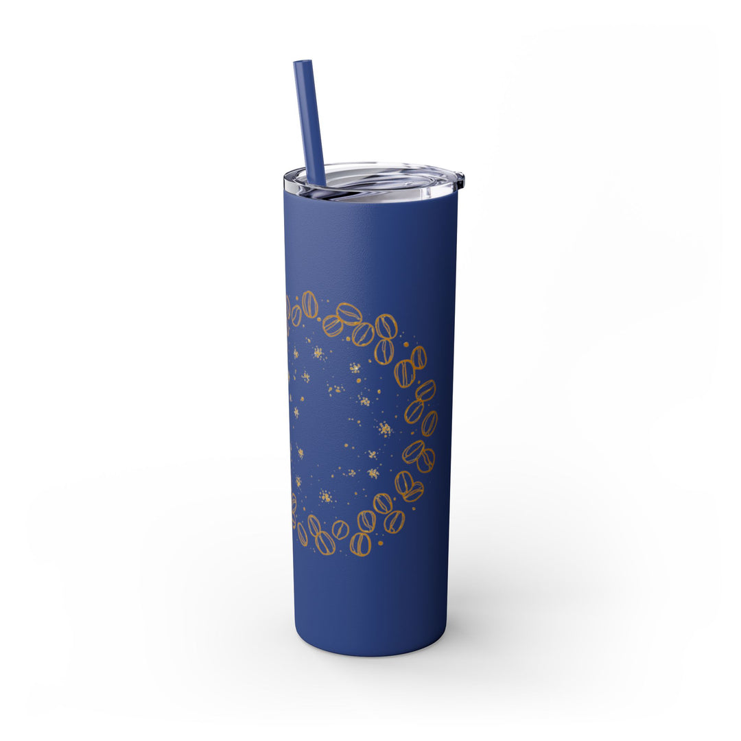 Coffee Lover’s 20oz Skinny Tumbler – Chic Hand-Drawn Beans & Straw