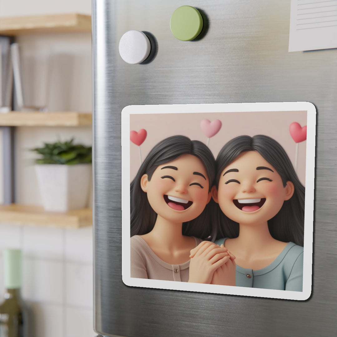 Custom Die-Cut Magnet – 3D Cartoon Besties, Cute Friendship Decor Gift