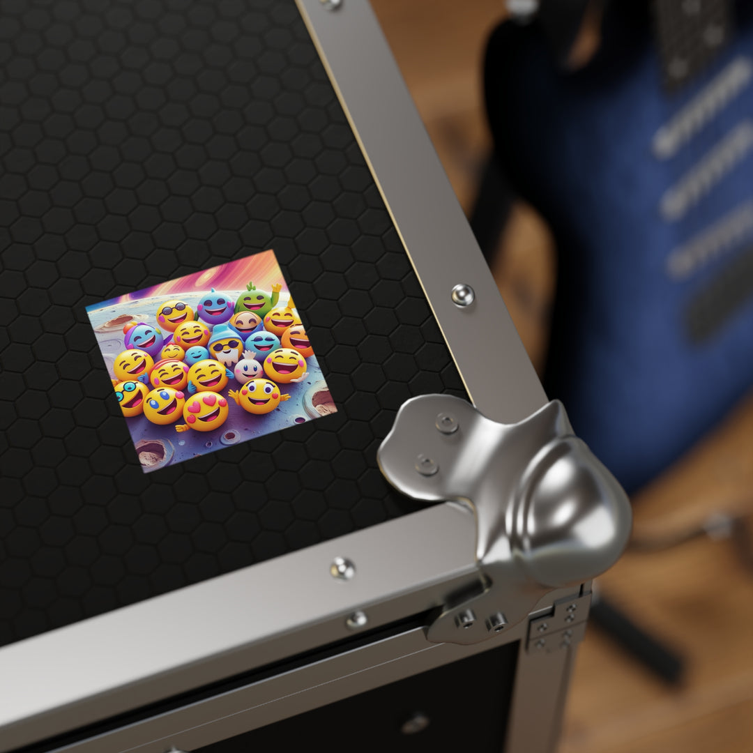 Cosmic Emoji Square Sticker – Weatherproof, Customizable, Fun Outdoor Decal