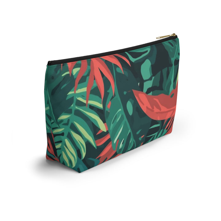 Chic T-Bottom Accessory Pouch – Tropical Leaf Pattern, Travel & Makeup Bag
