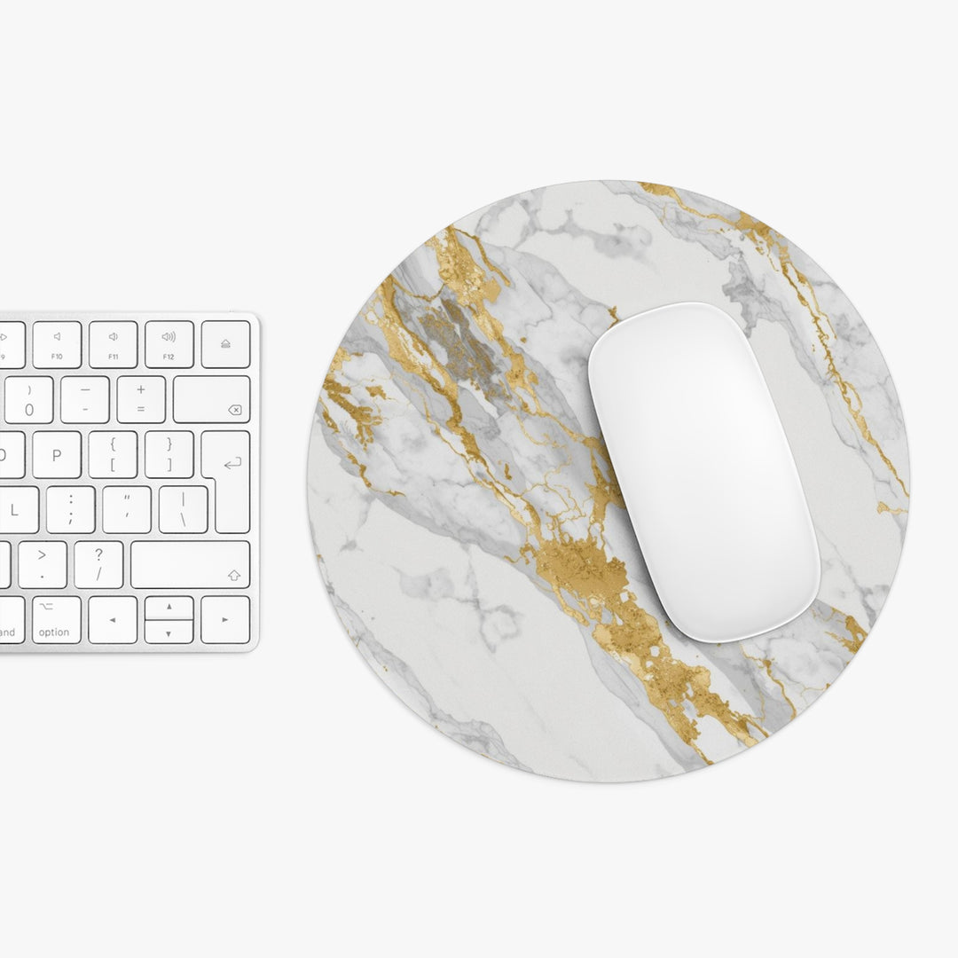Personalized Marble Mouse Pad – Gold Vein, Luxury Neoprene, Non-Slip, Chic Desk Decor
