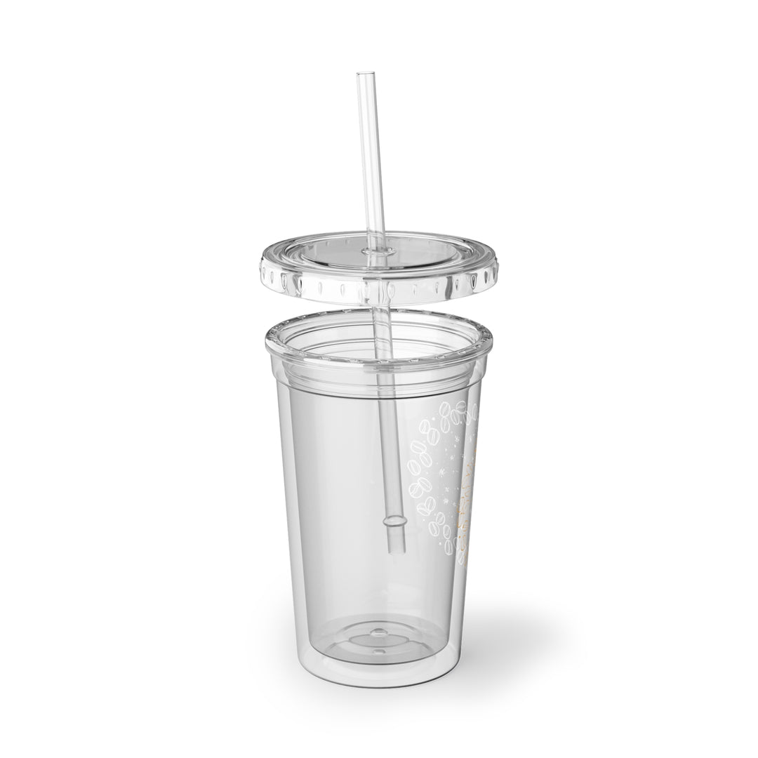 Suave Acrylic Cup – Coffee Bean Double-Wall Tumbler w/ Lid & Straw, 16oz