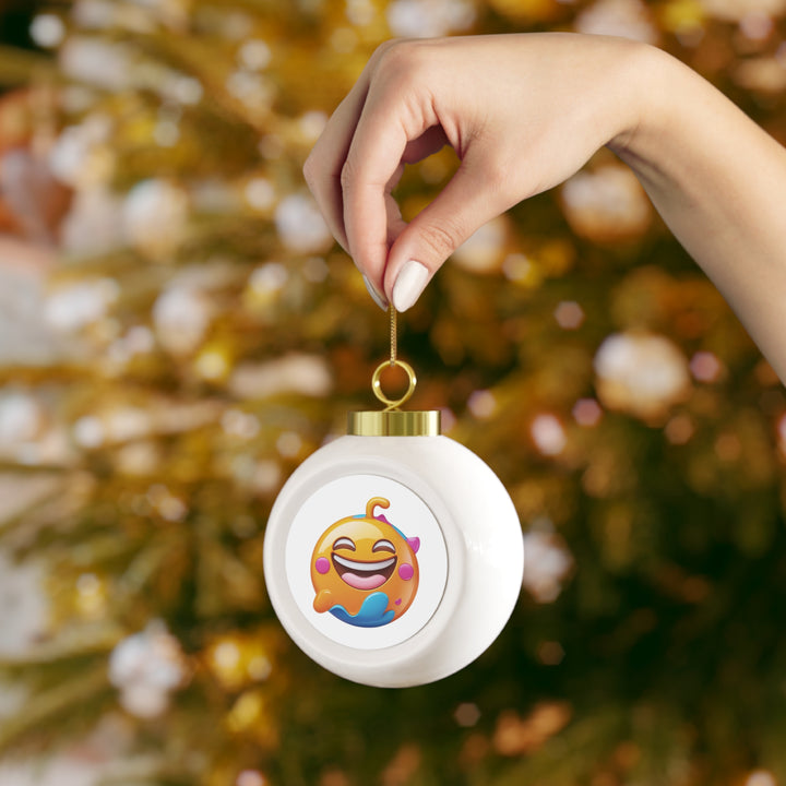 Personalized Emoji Holiday Ball Ornament – Cheerful, Custom & Glossy Decor