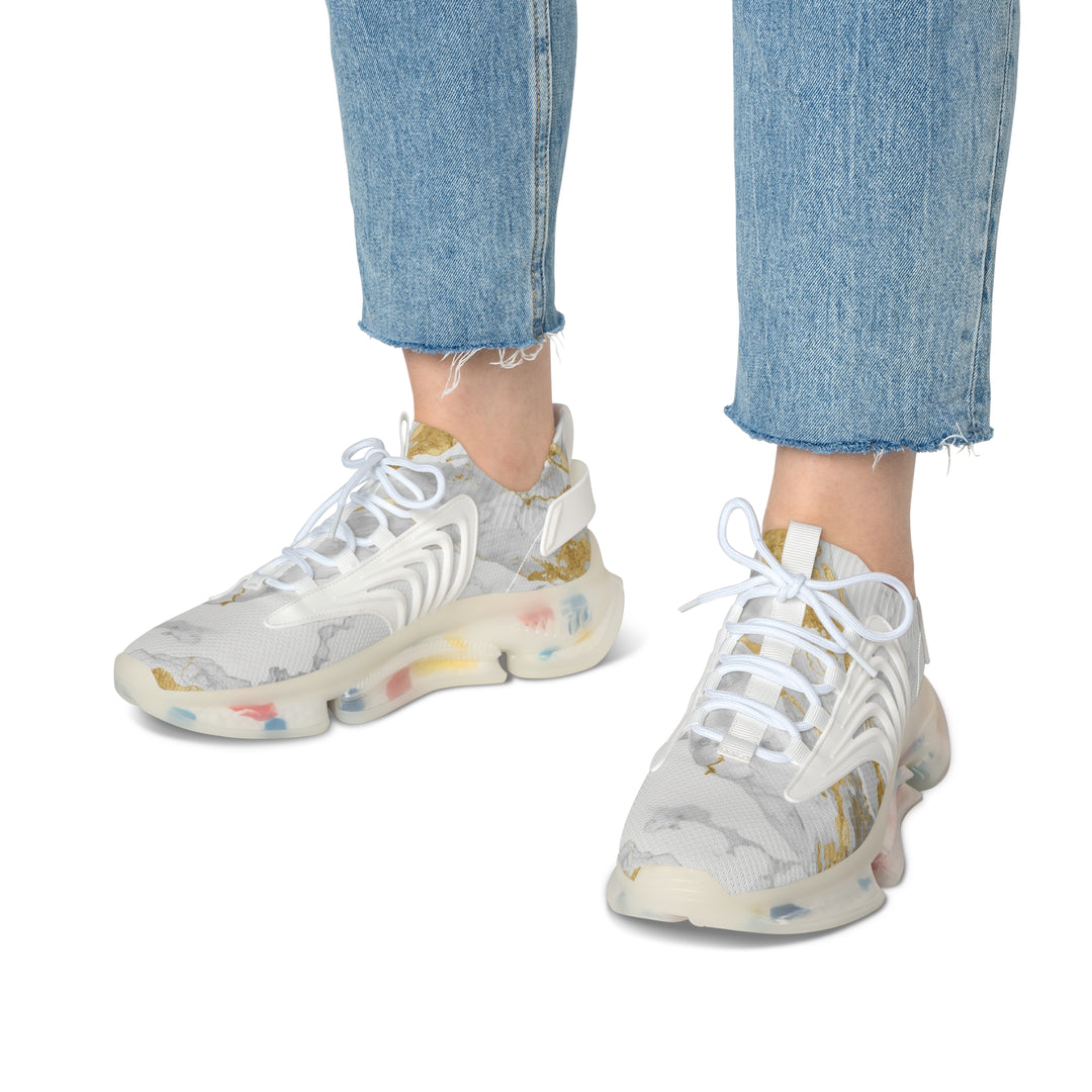 Chic Marble-Print Women's Mesh Sneakers – Fashion-Forward Comfort
