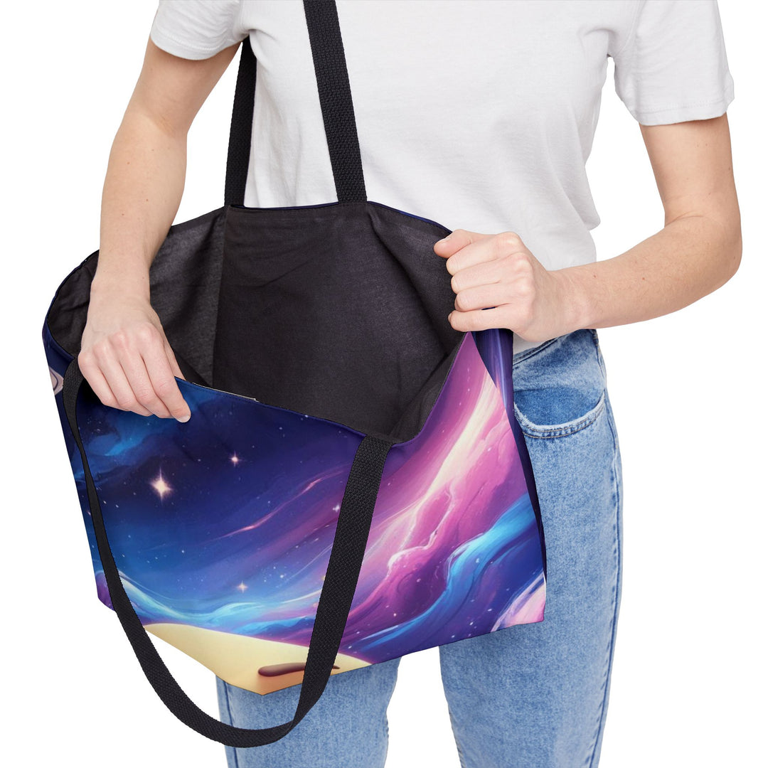 Personalized Galaxy Moon Weekender Tote Bag – Cute Space Travel Carryall