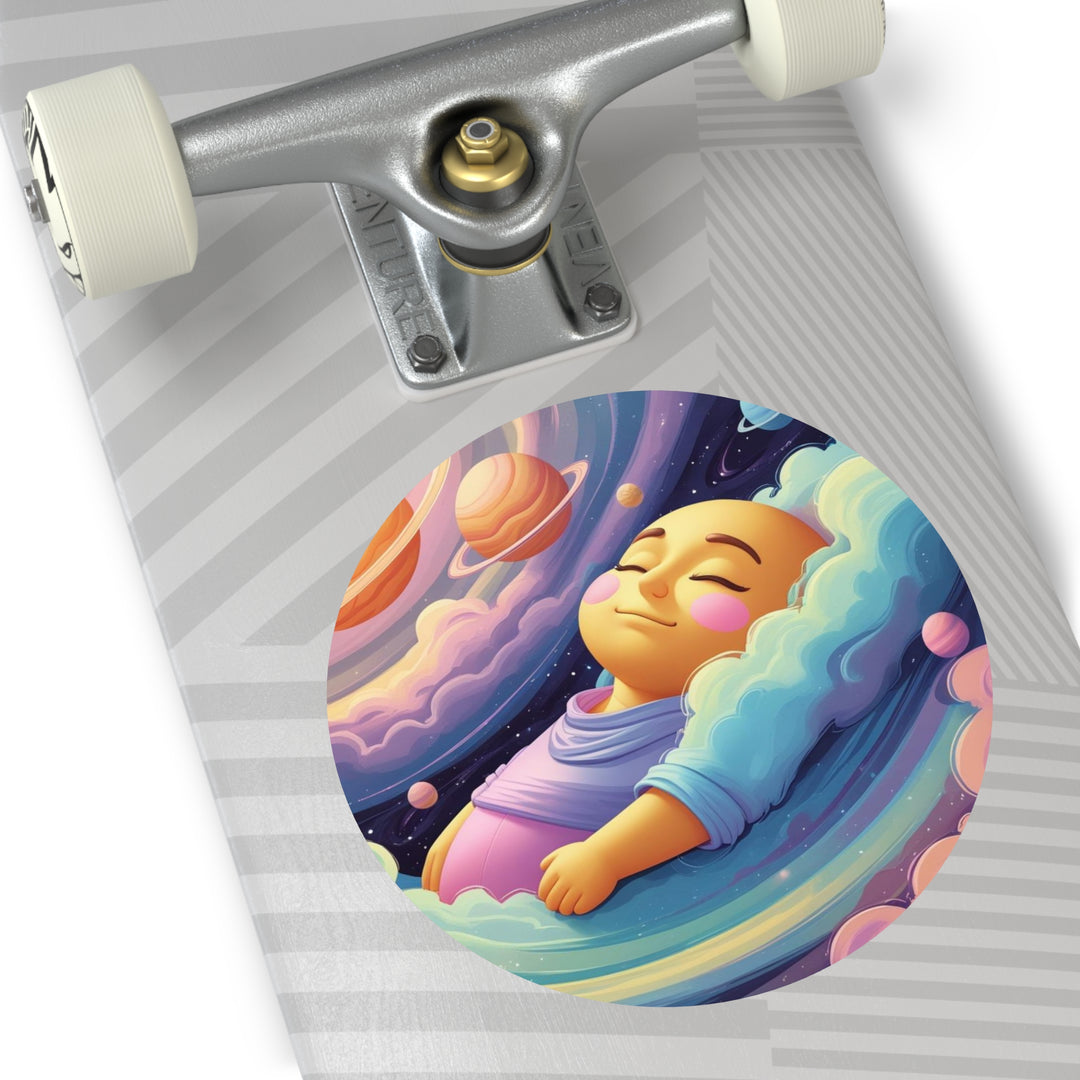 Custom Round Vinyl Sticker – Cosmic Baby Dream Galaxy, Waterproof & Durable