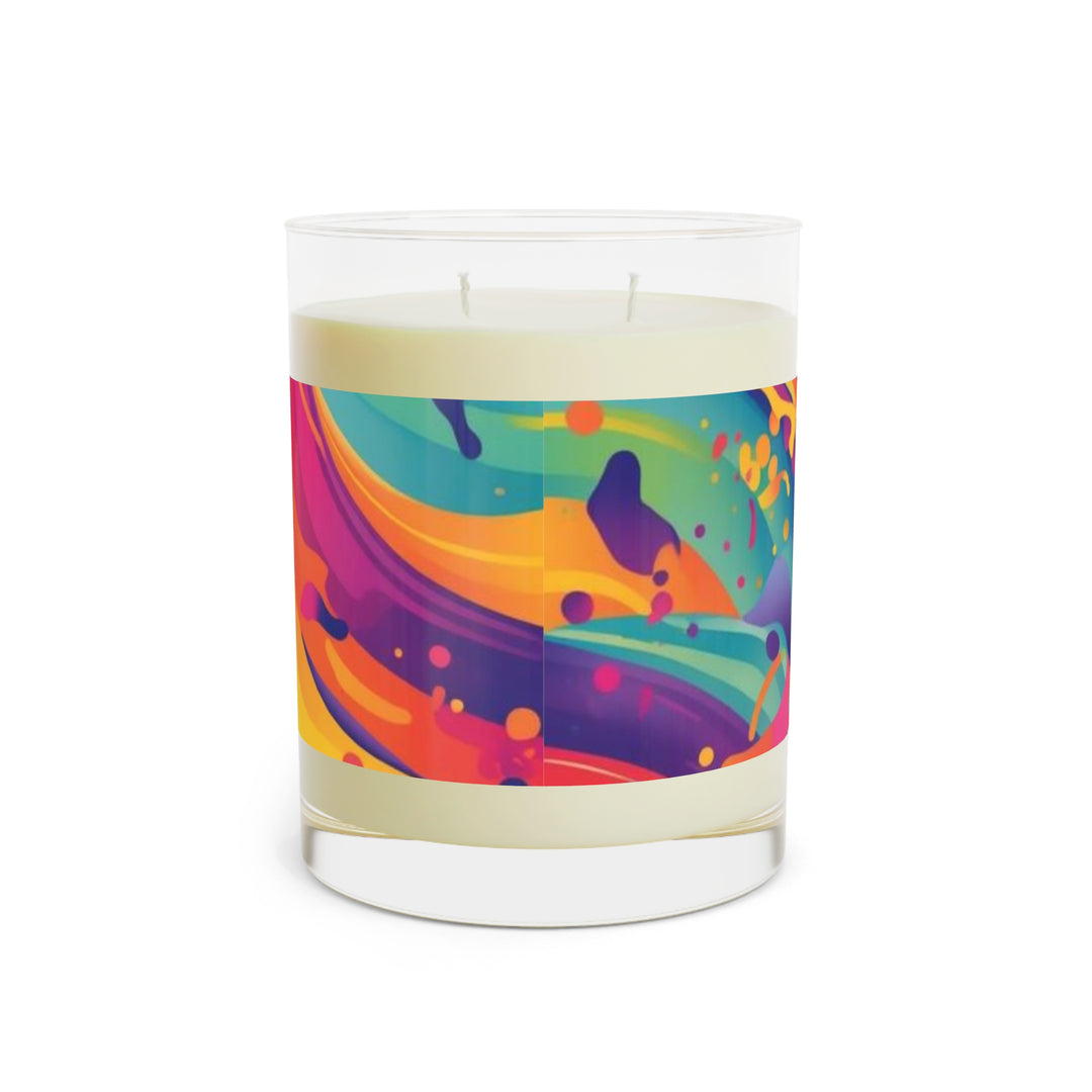 Artful Rainbow Waves 11oz Scented Soy Candle – Vibrant Modern Luxe Decor