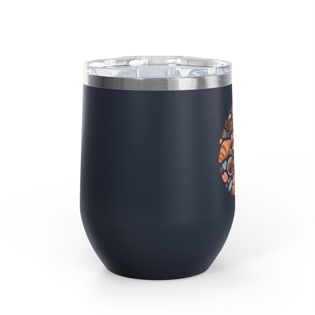 Whimsical Café 12oz Stainless Steel Wine Tumbler – Cartoon Coffee & Sweets