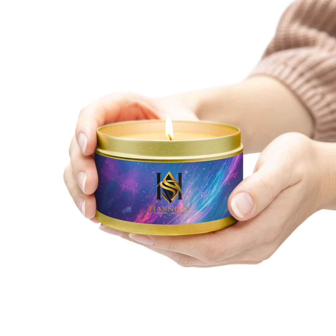 Cosmic Neon Hand-Poured Tin Candle – Custom Scents, Artisan & Travel-Friendly