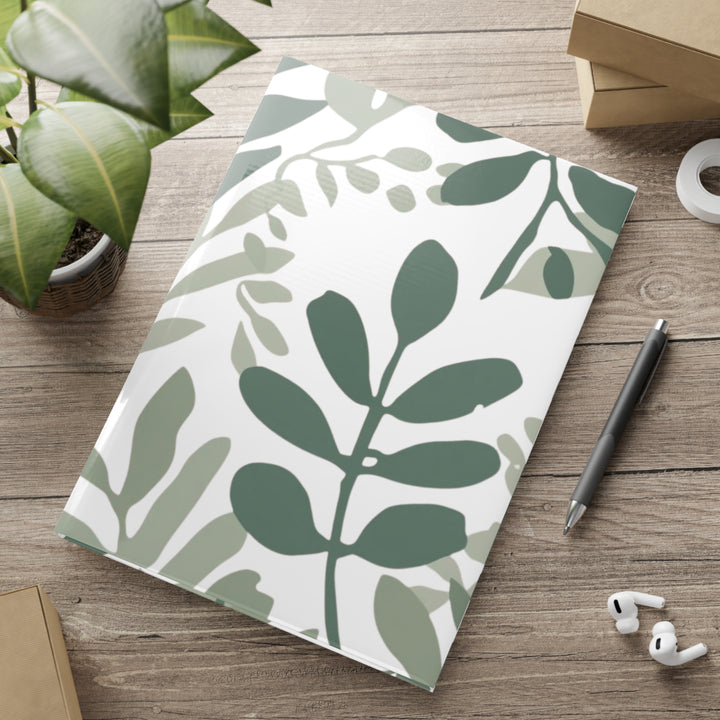Modern Puffy Hardcover Notebook – Botanical Leaf Sketch, Customizable, A5/A4/B5