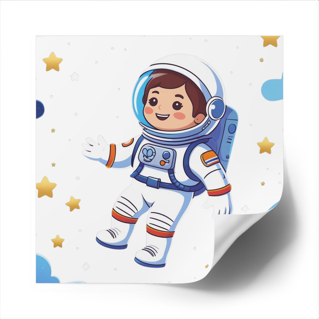 Custom Space Astronaut Square Sticker – Cute Kid-Friendly Vinyl (Indoor/Outdoor)