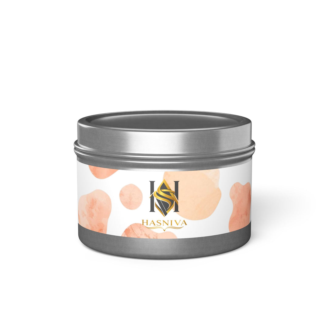 Handcrafted Tin Candle – Blush Peach Watercolor, Chic & Eco-Friendly Gift