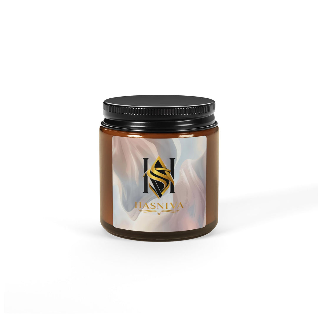 Serene Soy Candle in Amber Jar – Hand-Poured, Blush Pastel Design, 2 Sizes
