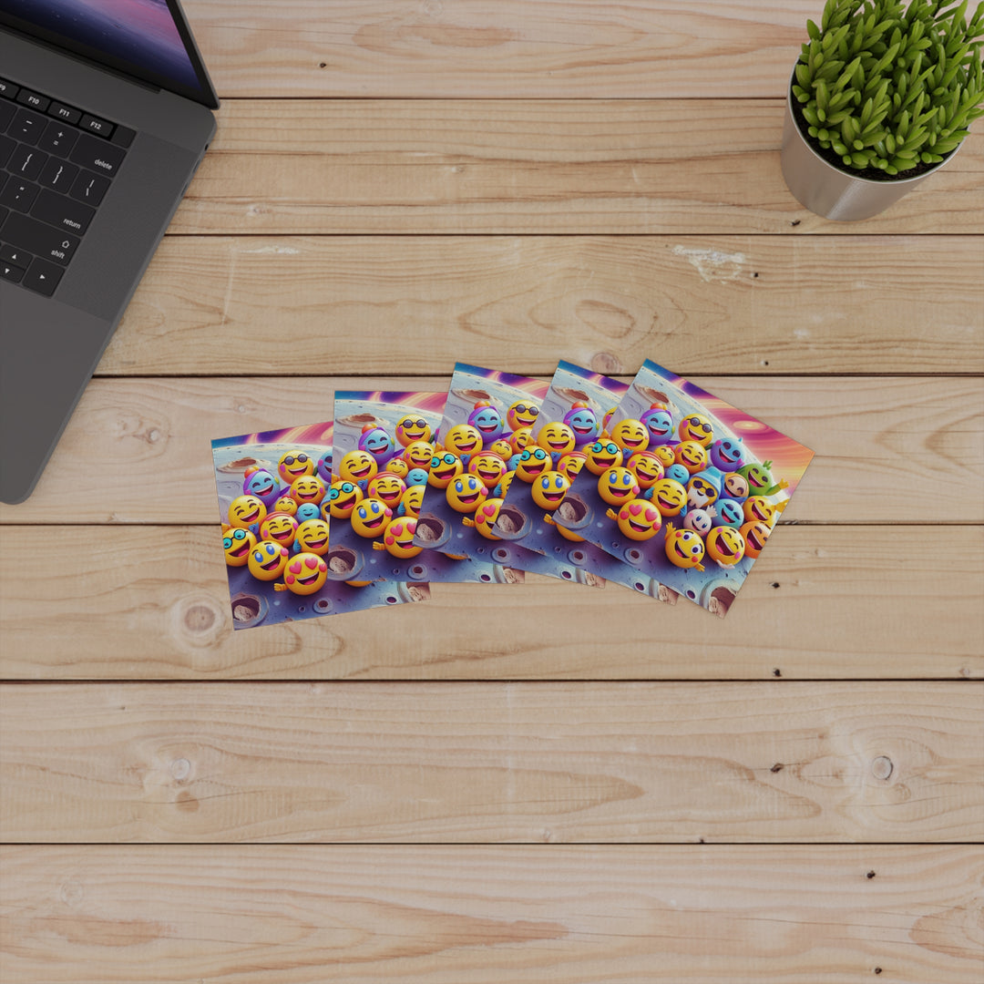 Vibrant Cosmic Emoji Laminate Square Sticker – Durable, Joyful & Trendy